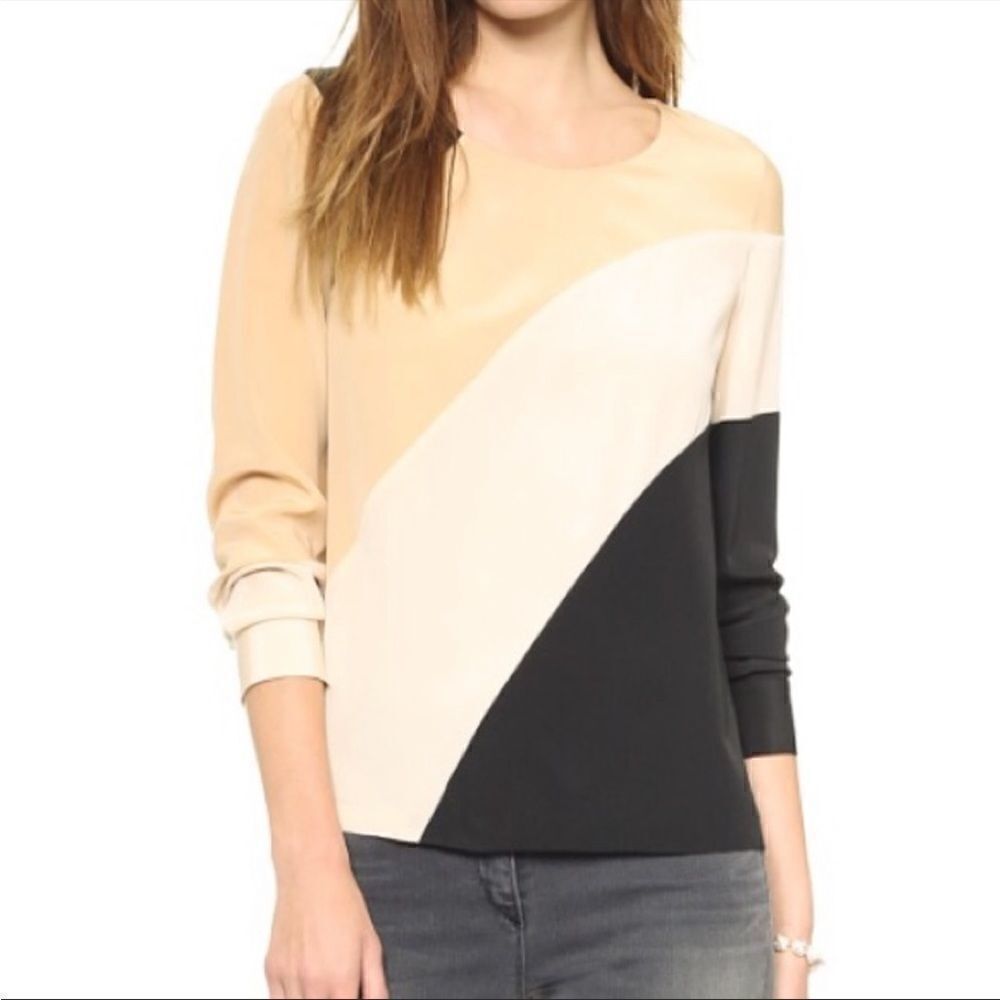Diane Von Furstenburg silk colorblock top